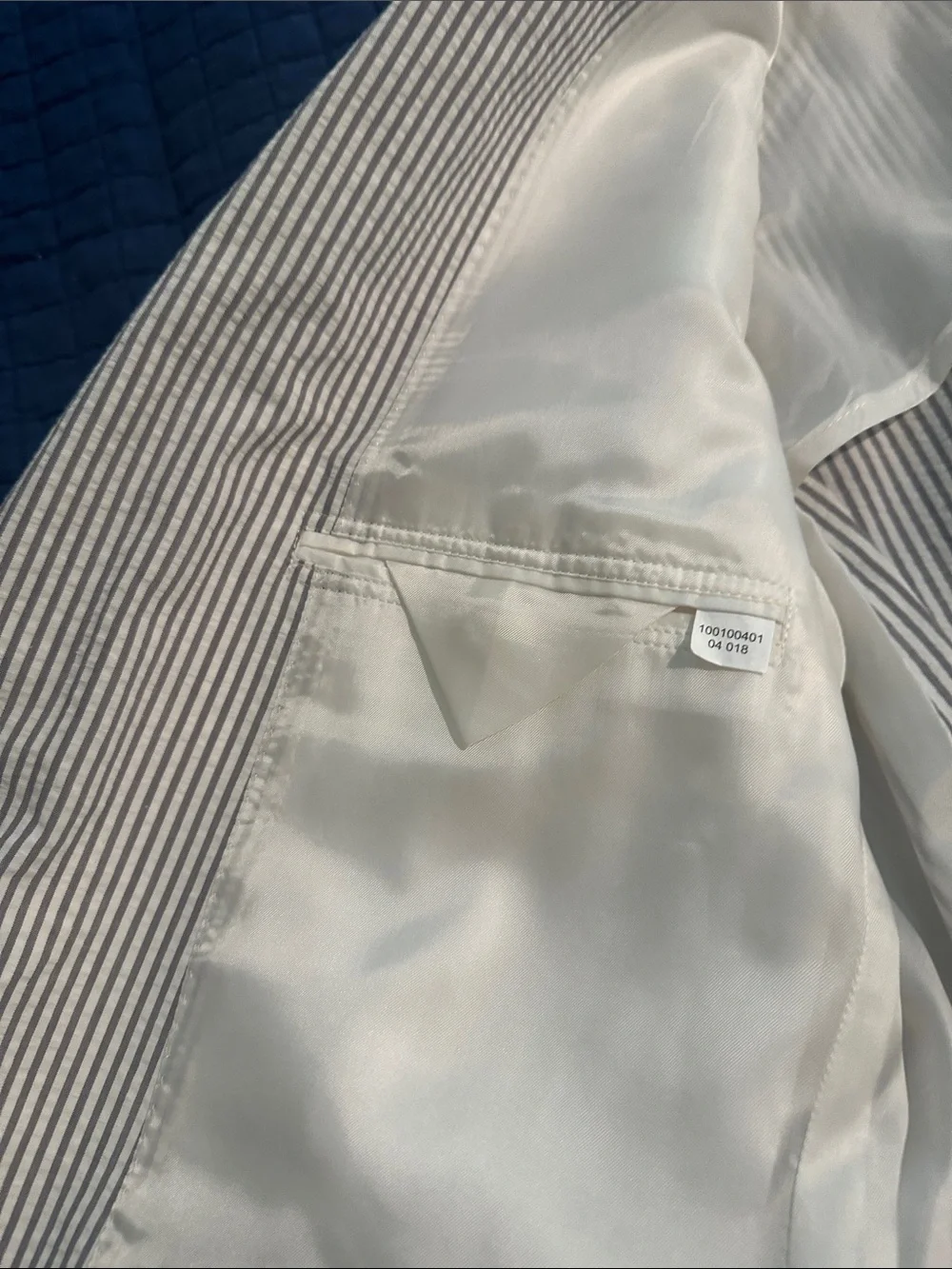 Men's White & Navy Brooks Brothers Classic Seersucker Blazer, Regent Fit, 42R